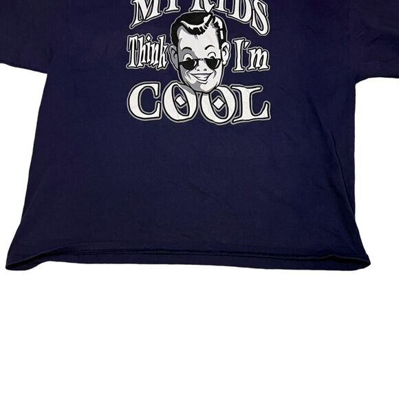 My Kids Think I'm Cool Grapgic T-Shirt Navy Short Sleeve Shirt Alstyle Apperal - Picture 3 of 7